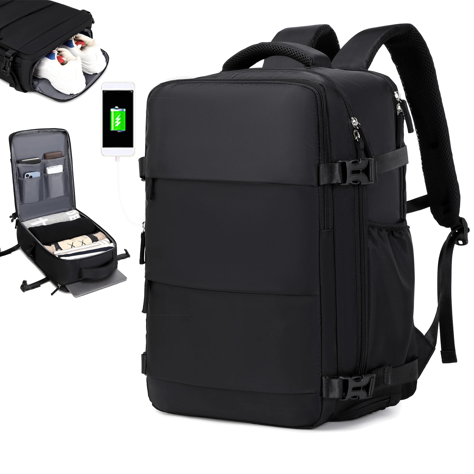 Travel backpack, can hold 15.6-inch laptop backpack, suitable for men and women with waterproof shoe compartment backpack