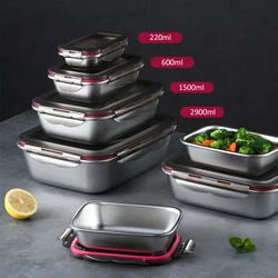 304 Stainless Steel Lunch Bento Box Sealed Leakproof Portable Food Storage Box Household Pickle Box Refrigerator Food Container