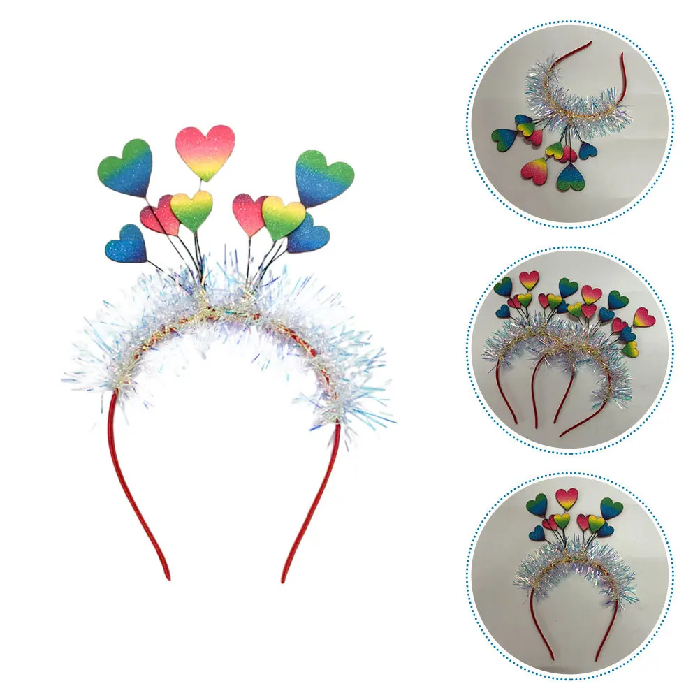 

Rainbow Heart Hair Ribbon Heart Shaped Valentine Party Women Lovely Headwear Female Party Headband Styling Accessories
