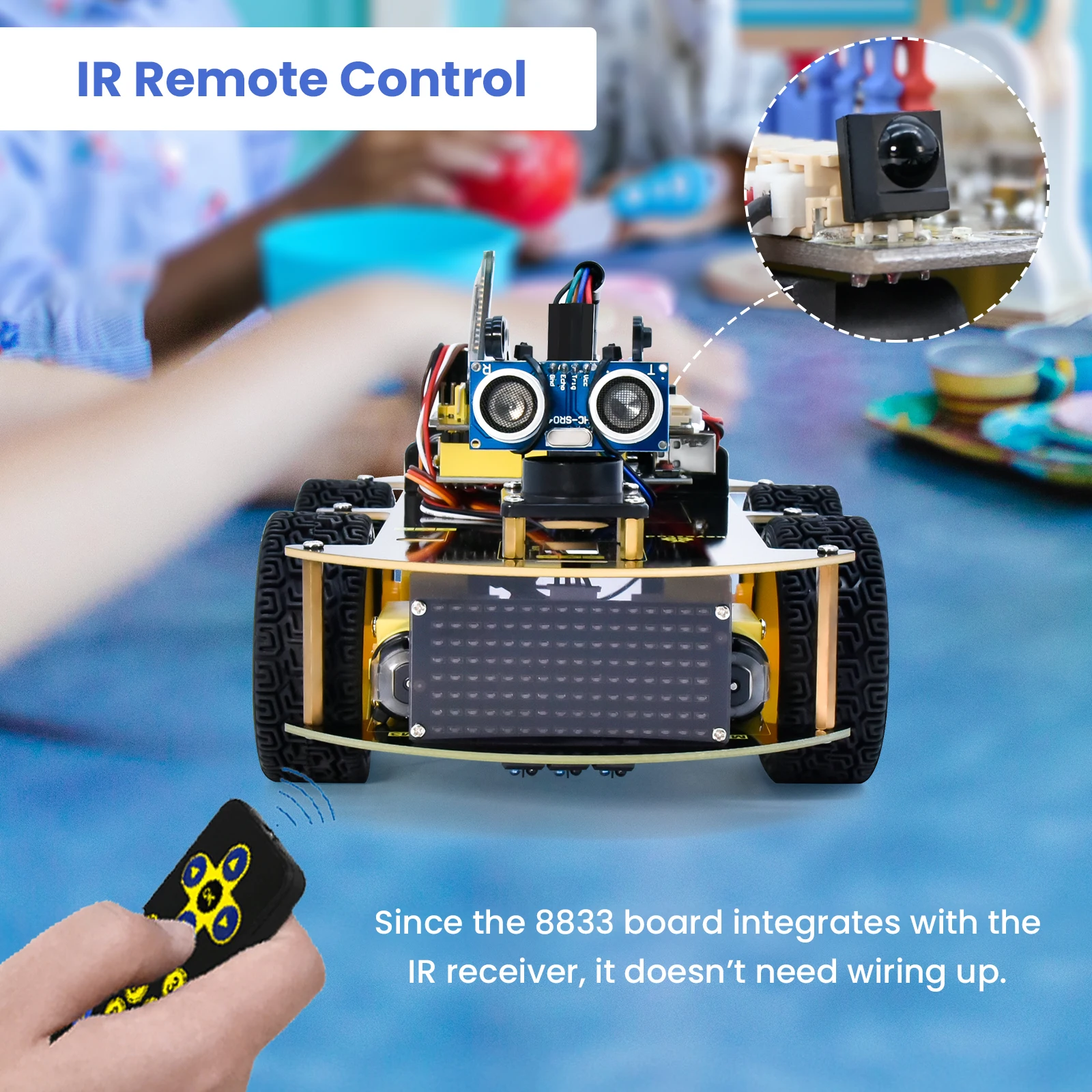 KEYESTUDIO Robot 4WD : La Voiture Intelligente à Monter Soi-même Avec Suivi De Ligne, Détection D’obstacles, Bluetooth Et Programmation Arduino – Parfait Pour Débuter En Robotique
