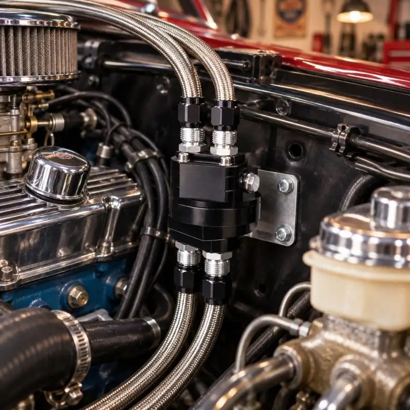 Fuel-System Service Adapter for Pressure Gauge Featuring a 2 in 1 Split Aluminum Alloy Configuration for Vehicle Checks R6FB