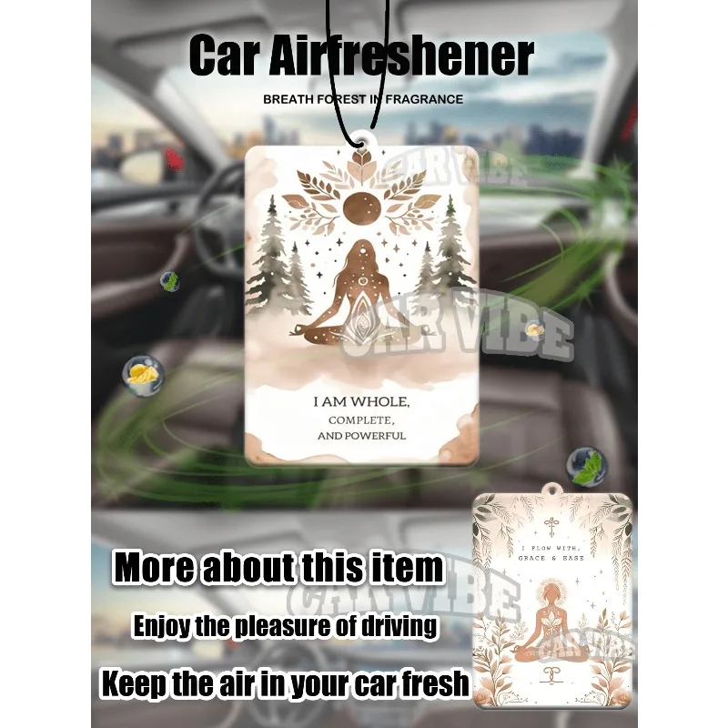 Yoga-style amulet / protection symbol car air freshener pendant — rearview mirror decor. Creative design, ideal gift for friends
