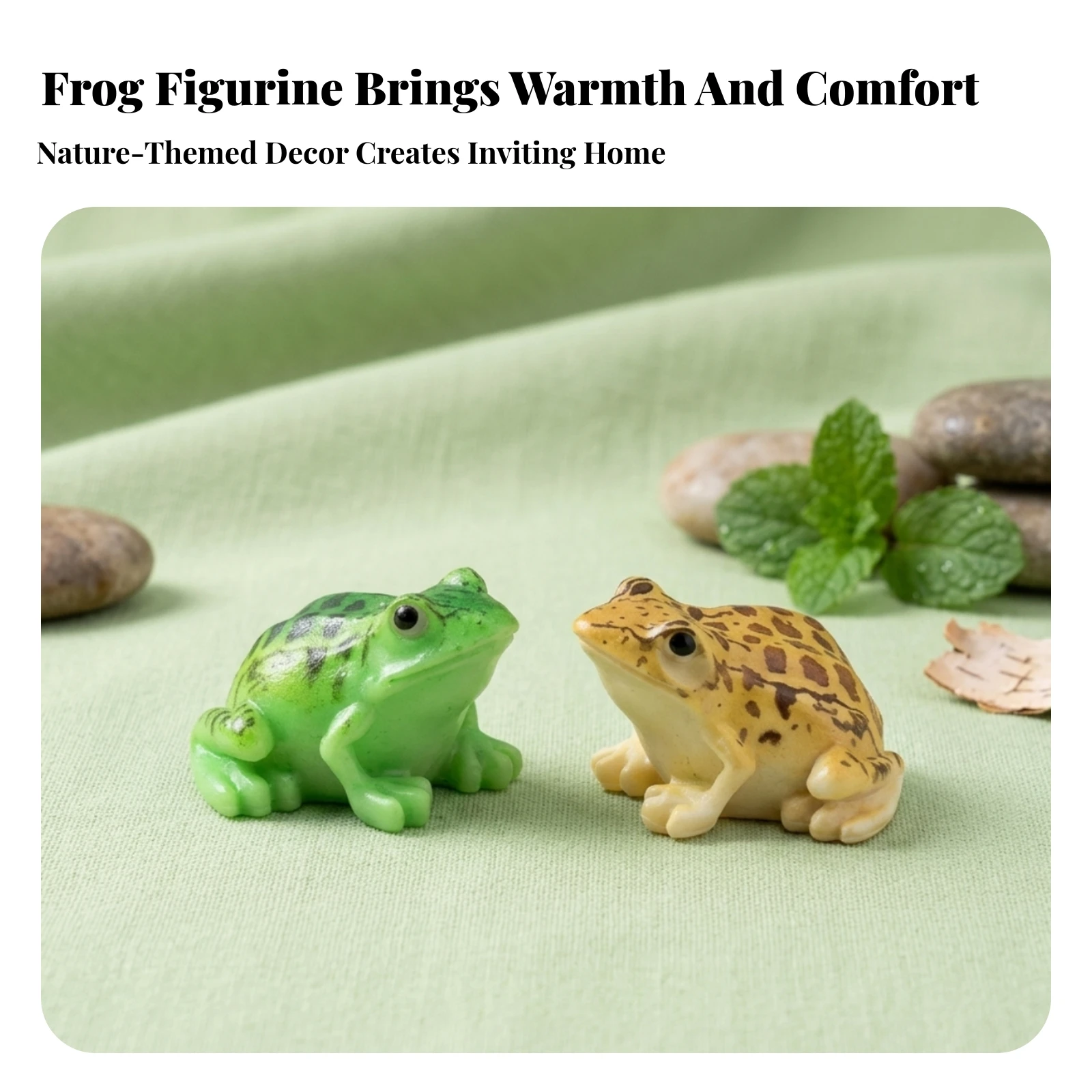 Baby Frog Ornament Yellow and Green Compact Garden Decor Whimsical Seated Frog Figurine for Pond, Balcony