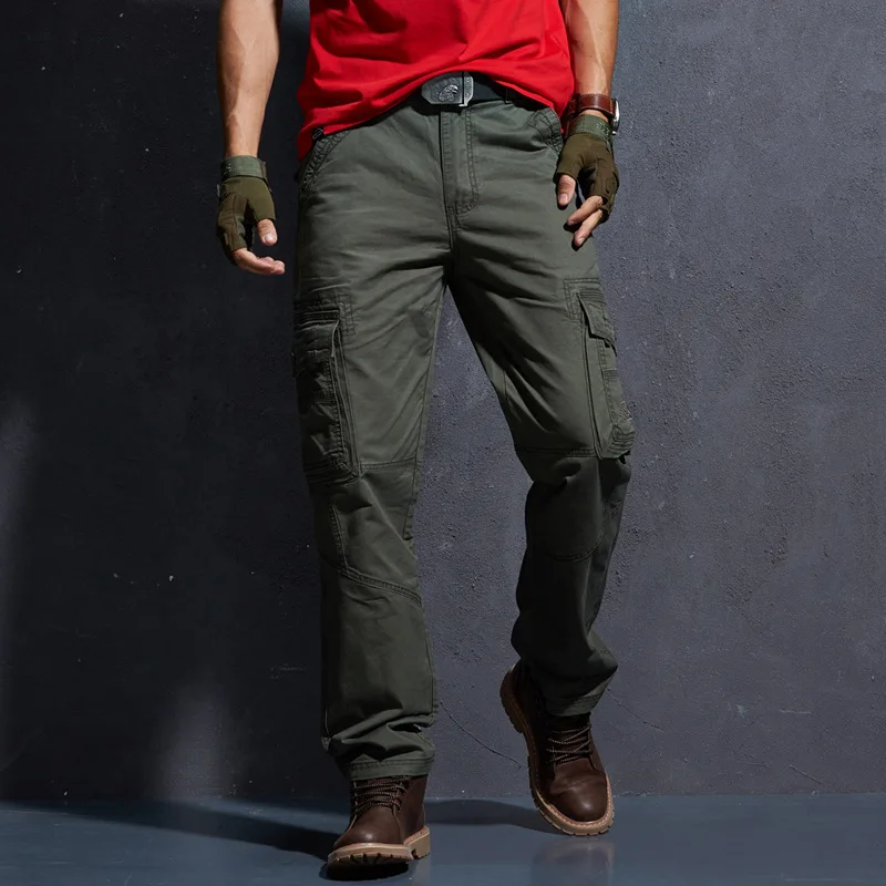 Work Khaki Tactical Pants Men Military Jogger Casual Jogging Pants Men Camouflage Cargo Pants Multi-Pocket Black Army Trousers