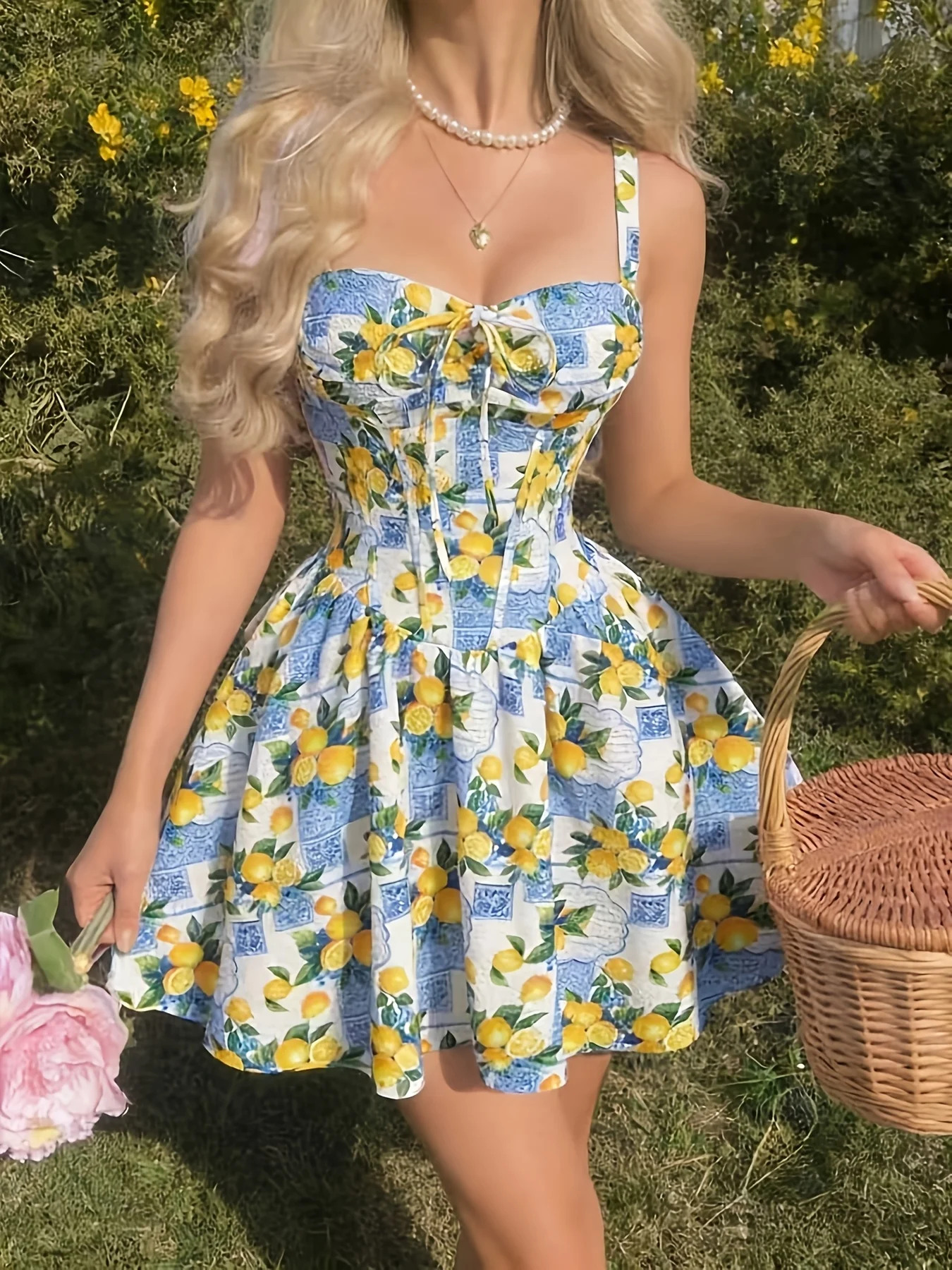 Summer Dresses for Women Spaghetti Strap Print Women Dress Fashion Lace-up A-LINE Dress Women Vestidos De Verano Mujer Q4228 view 3