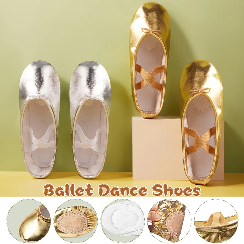 22-45 Sizes PU Leather Dance Shoes Soft Sole Grip Ballet Dance Performance Shoes Kids Girls Women Flat Yoga Dance Training Shoes