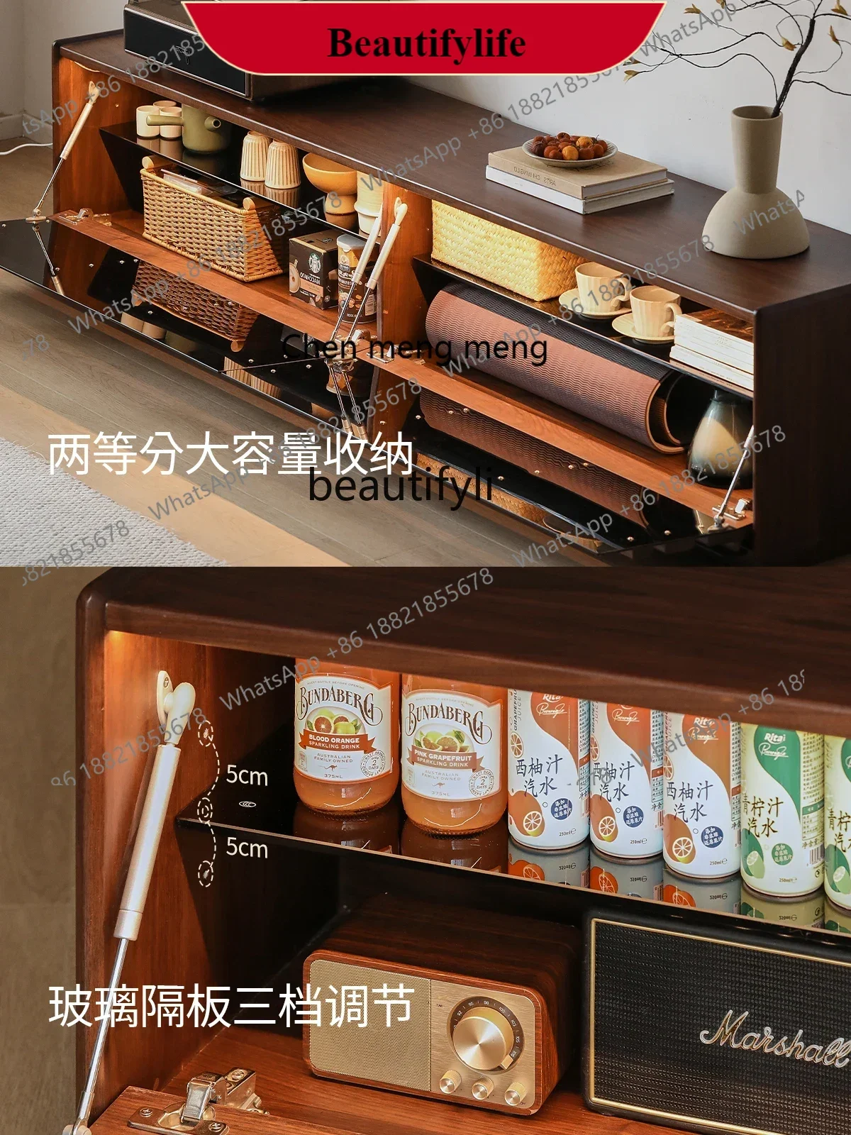 

G153 Light Luxury and Simplicity Black Walnut Floor TV Cabinet Small Apartment Living Room Home Floor Cabinet Nordic TV Stand So