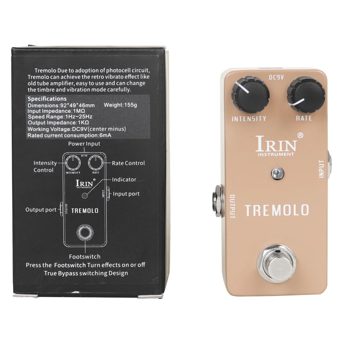 IRIN RS-09 Tremolo Guitar Effect Pedal - Retro Vibrato True Bypass Vintage Tube Amplifier Inspired Electric Guitar Accessory