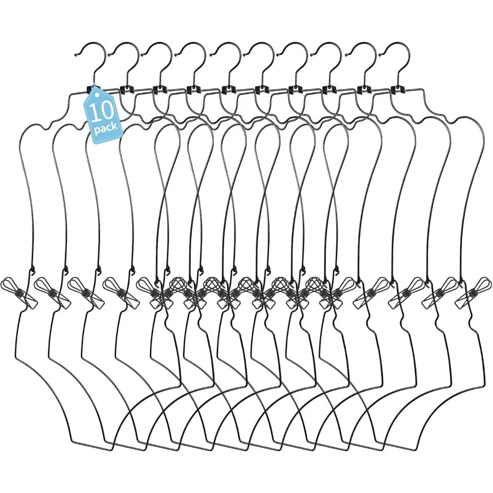

Черные, 10 упаковок, стильная вешалка для бикини в форме тела, проволочная витрина, металлические вешалки для нижнего белья для купальников