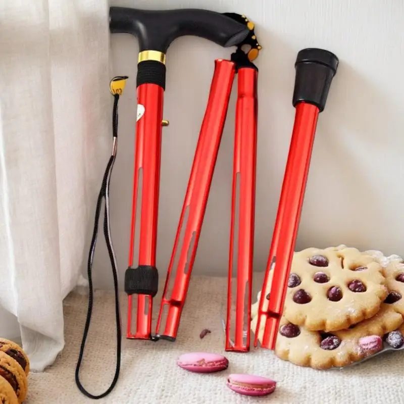 1PC Telescopic Walking Stick Outdoor Hiking Trekking Poles Aluminum Alloy Metal Folding Cane Crutches Pole For Elderly People