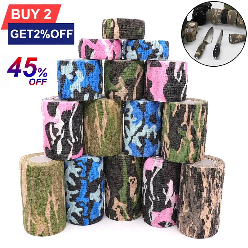 4.8m Camouflage Hunting Elastic Bandage Ankle Knee Finger Arm Support Self Adhesive Wrap Athletic Sports Protector Hunt Disguise