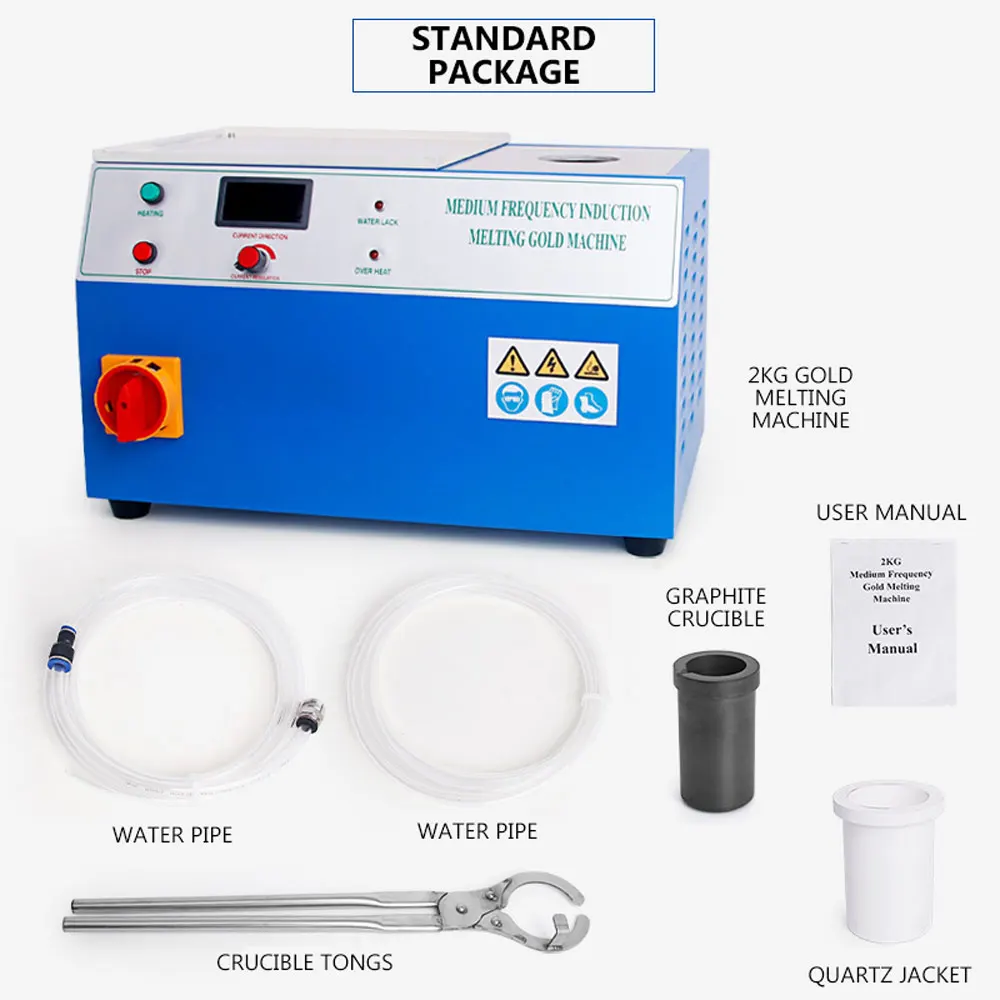 

Intermediate Frequency Melting Machine Melting gold, silver, copper Graphite crucible Induction heating machine 2KG