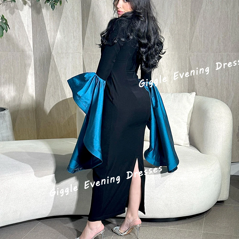 Giggle Crepe Flare sleeve Beading Elegance Prom Gown Saudi Arab Close-Fitting Ankle-Length Evening Party Dresses for Women 2024