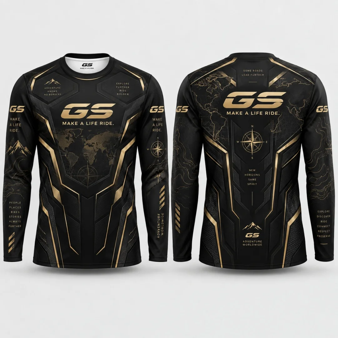 GS Adventure Motorcycle Long Sleeve T-shirt Men Gold Black Quick Dry Moto Jersey Off Road Motorbike Biker Touring Riding Top