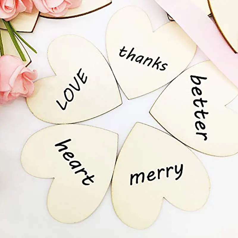 3-100Pcs Unfinished Wooden Hearts Blank Wood Slices 1cm-10cm for DIY Wedding Crafts Wooden Circle Discs Christmas Painting Decor