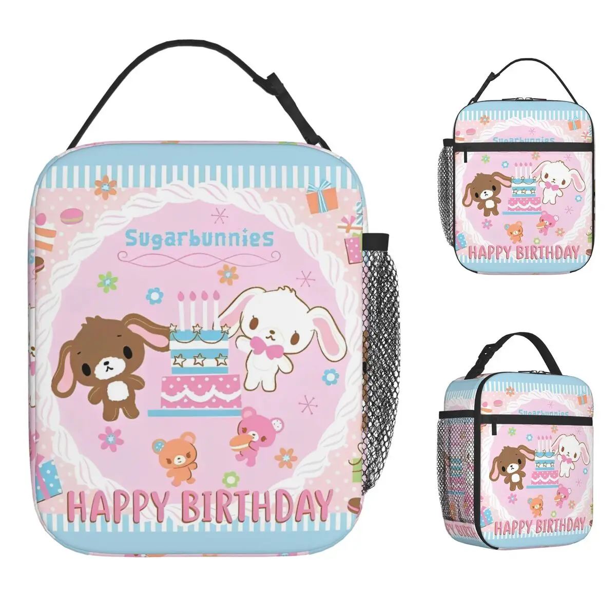 

Изолированная сумка для обеда с милыми сахарными кроликами, большая многоразовая сумка-холодильник с героями мультфильмов, сумка-тоут, ланч-бокс для офиса, пикника для мужчин и женщин