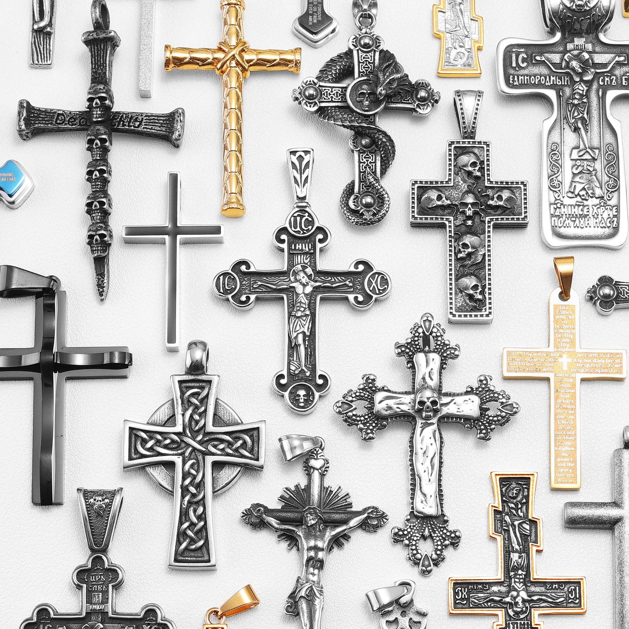 Variety Cross Necklaces 316L Stainless Steel Men Simple Crosses Pendants Chain Religion Punk Rock Hiphop for Couple Jewelry Gift