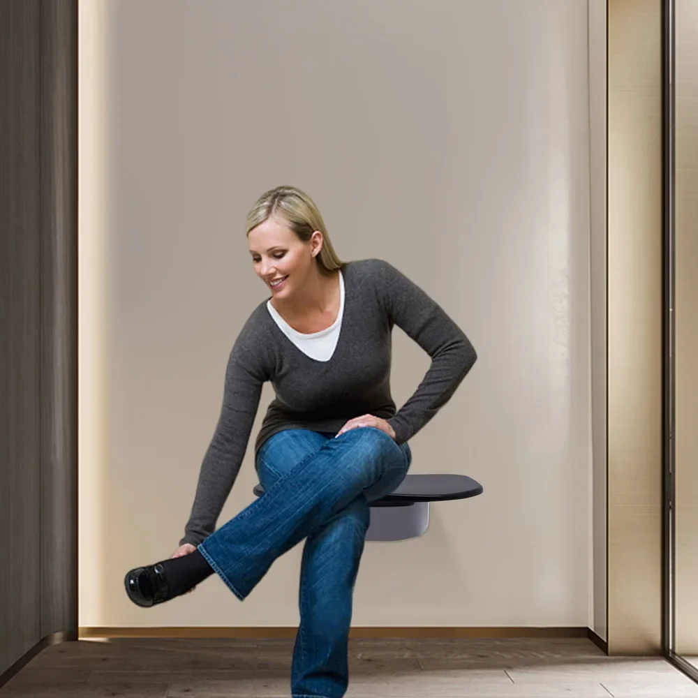 Bymaocar Silla de ducha plegable para adultos mayores y discapacitados, asiento de baño montado en la pared con soporte resistente de 200 kg/440 libras