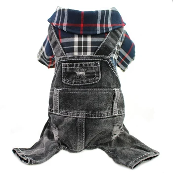 Denim Plaid Dog Jumpsuit 1