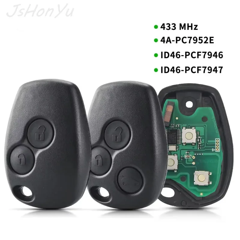 

JsHonYu 433MHz PCF7946 PCF7947 4A Chip Remote Key for Renault Clio 3 Duster Modus Twingo Dacia Logan Sandero Kangoo Fob