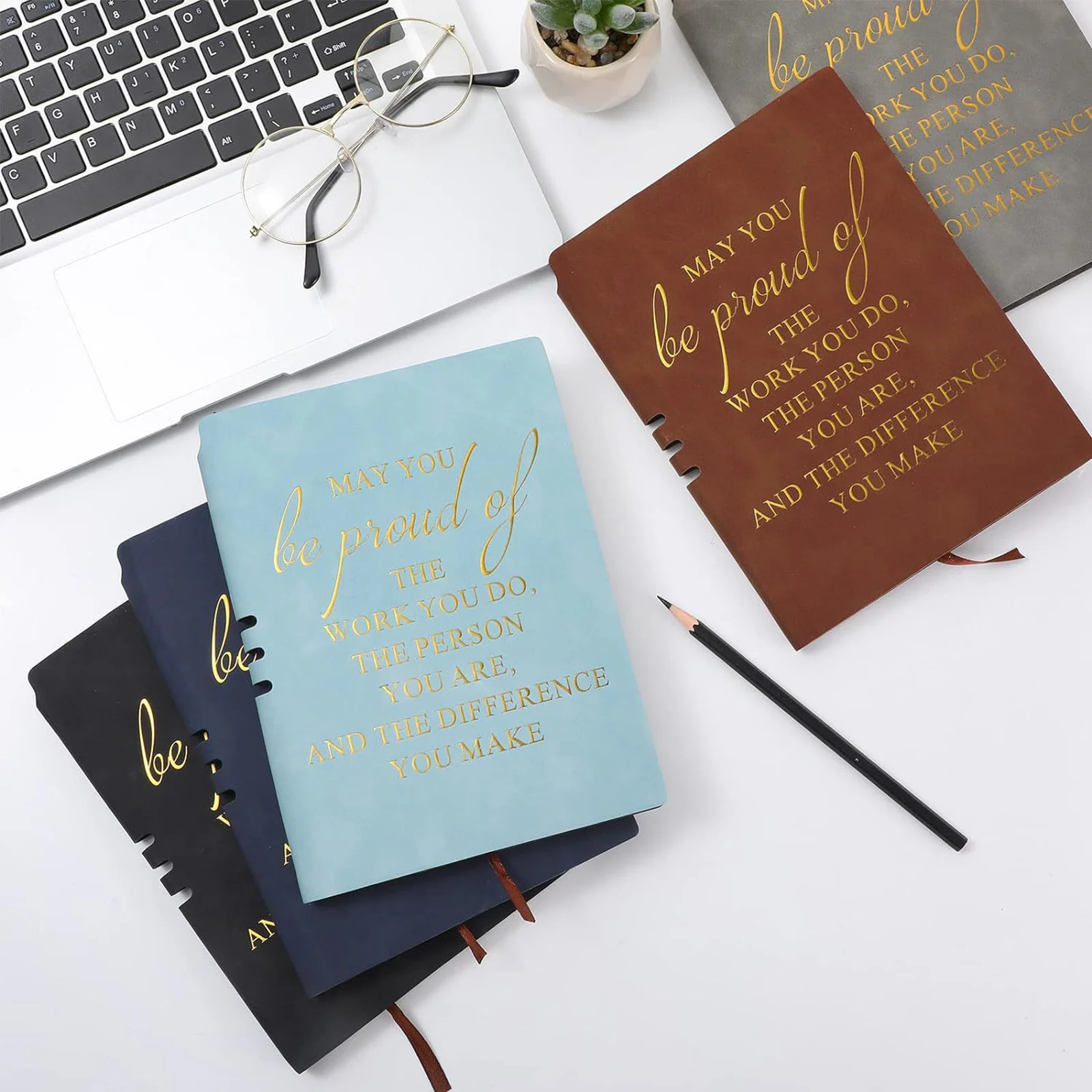 A5 Notebook with Encourage Words Cover Waterproof PU Leather Notebook Planner for Meeting Travel Working School Stationery