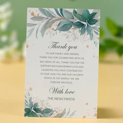 Wedding Green Leaf Gold Dot Border special Thanks Card Wedding Party Decoration Adult Ceremony Banquet Table Thank You Postcard