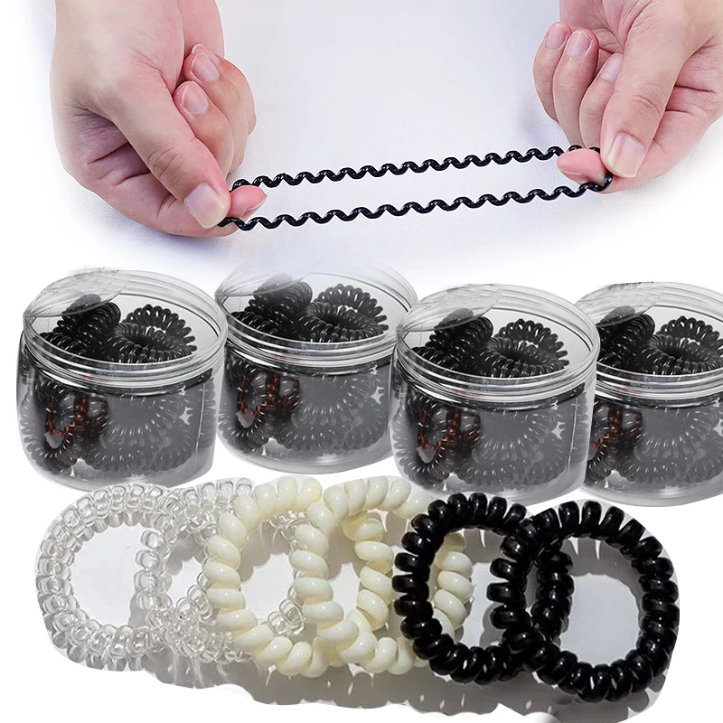 

3PCS Elastic Hair Bands Clear Telephone Wire for Hair Ties No Crease Coil Hair Tie Ponytail Hair Accessories Plastic Hairbands