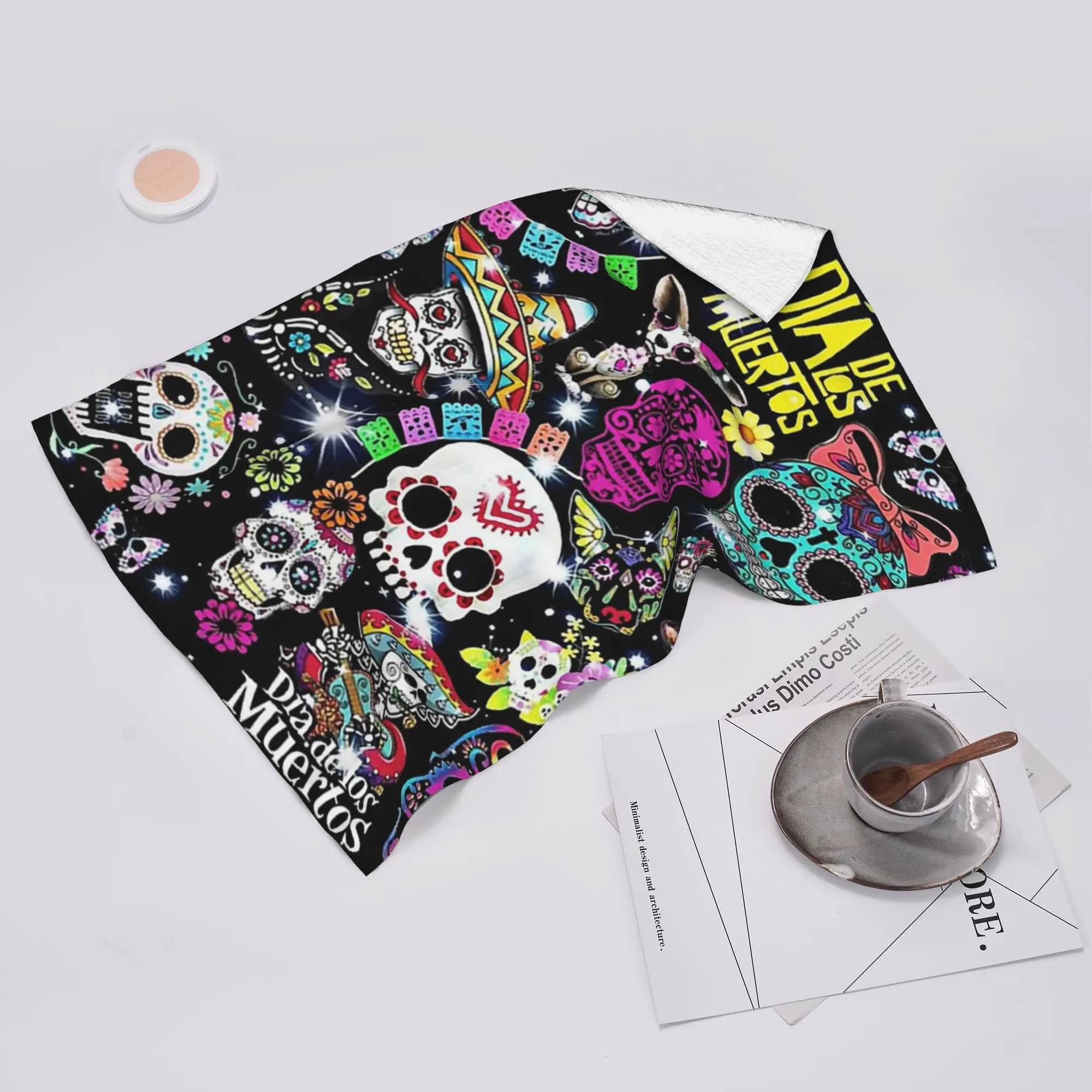 Custom Day of the dead Soft Face Towel Quick Dry Pool Bath Cotton Towels Absorbent