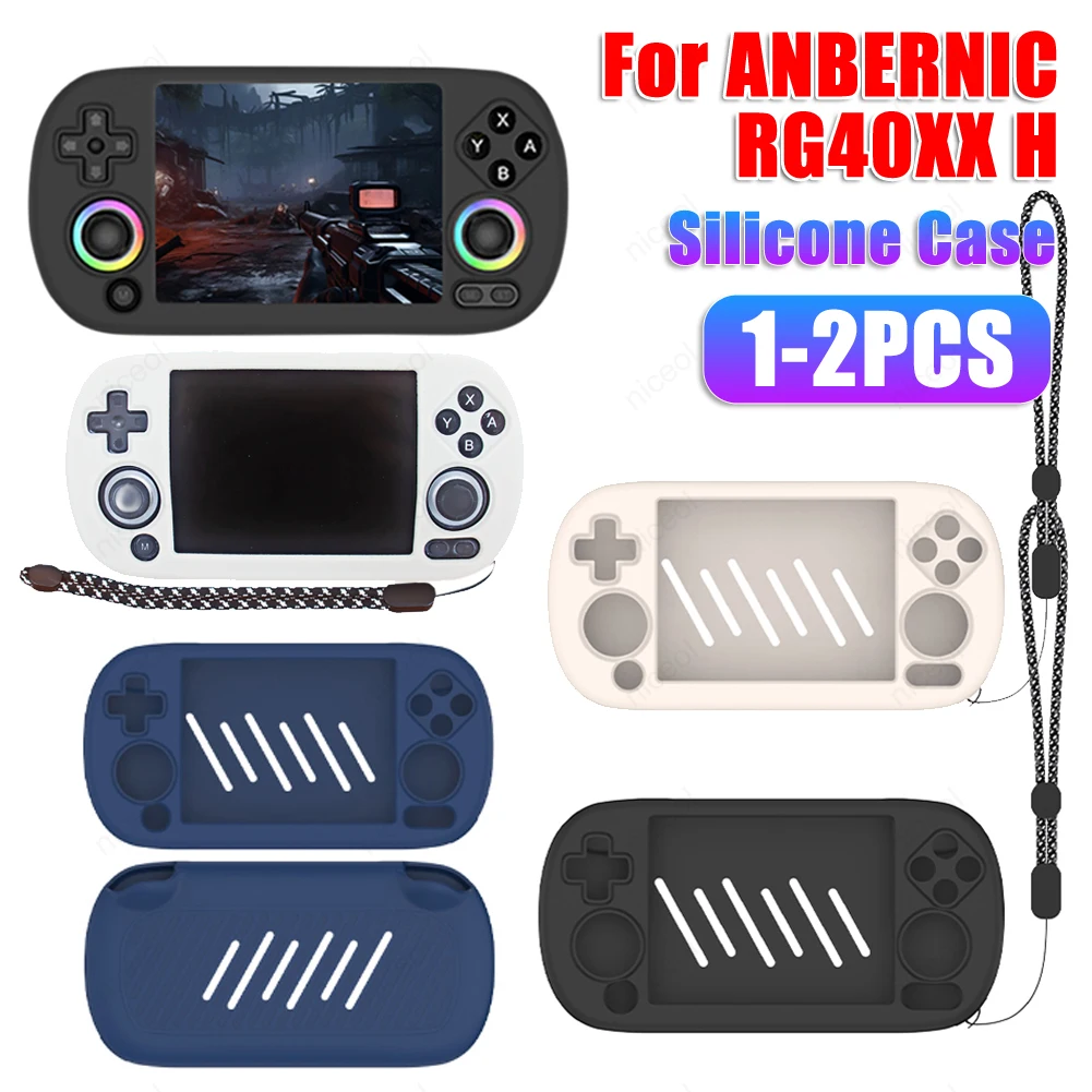 Capa de silicone para anbernic rg40xx h capa protetora imple cor sólida manga protetor escudo capa protetora com cordão