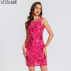 Mini sukienki dla kobiet odzież seksowna letnia moda Casual Vintage elegancka odzież uliczna do klubu na imprezę scena cekiny Vestido De Festa