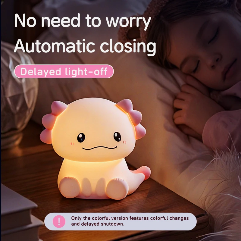 Neue Salamander-Nachtlampe, Niedliche und Weiche Silikonleuchte, Axolotl USB-Aufladung, Schlafzimmer-Schreibtisch-Deko, Feiertags- und Geburtstagsgeschenk