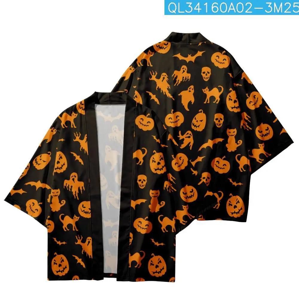 

Anime Kimono Samurai Haori Yukata Man Black Print Cardigan Japanese Kimono Traditional Clothing Shirt