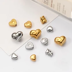 5pcs Fashion Love Heart shaped Charms Stainless Steel Spacer Beads For Jewelry Making Supplies DIY Bracelet Necklace Accessory