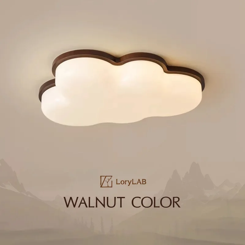 

Walnut Color Flush Mount Clouds, Wabi-sabi Modern Vintage style, Ceiling light for Living room, Bedroom, dining Room, Study Room