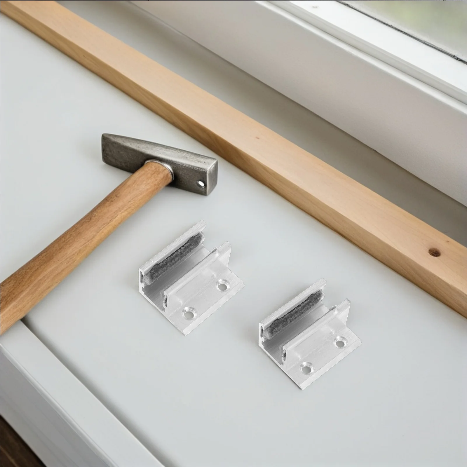 

2Pcs F-Shaped Groove Glass Door Anti Sway Device Sliding Floor Guide for Frameless Shower Door Bottom Track Hardware