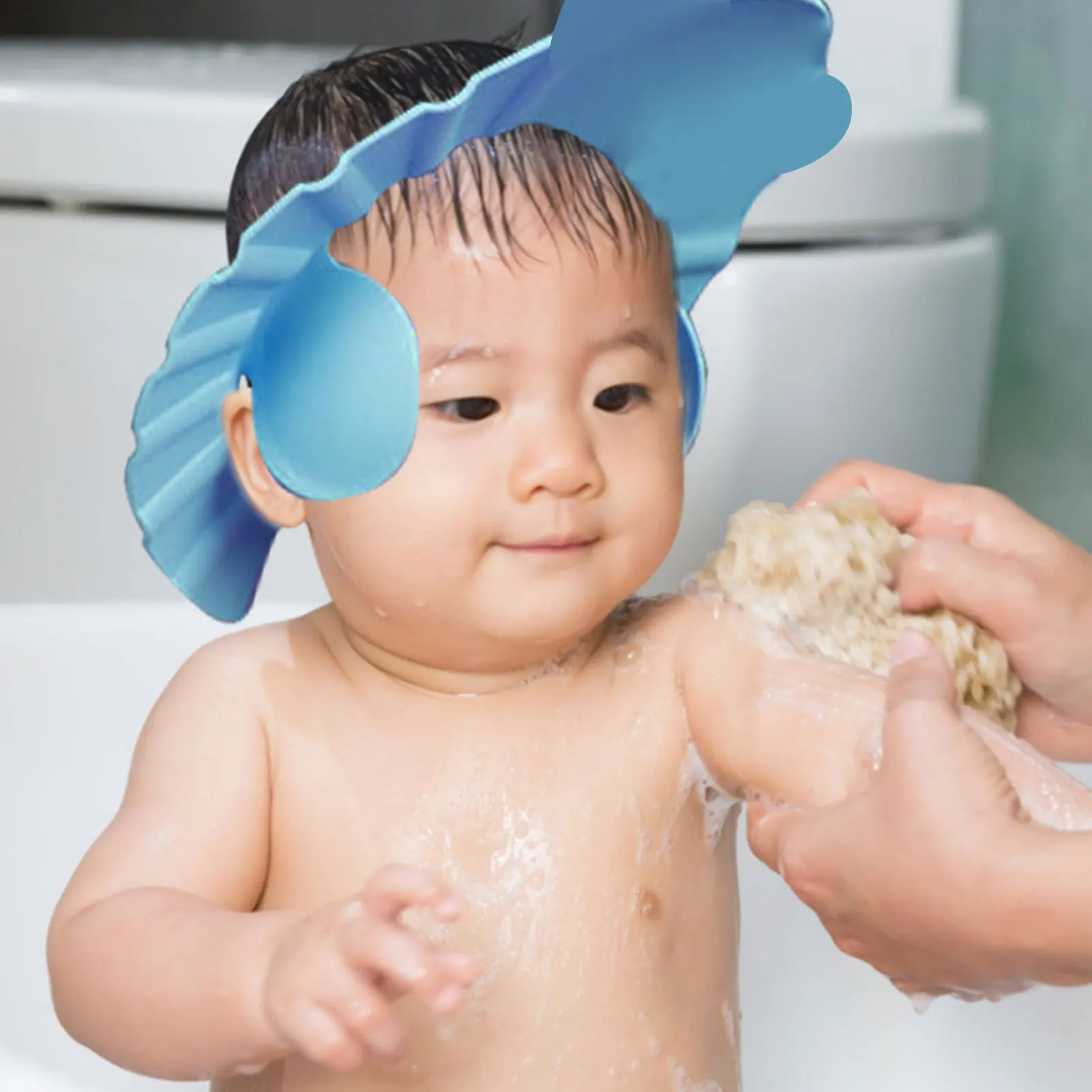 Topi Mandi Bayi Silikon Topi Mandi Bayi Rambut dengan Pelindung Telinga Mencuci Kepala Mandi Perisai untuk Menghentikan Air Di Mata Silikon Bayi