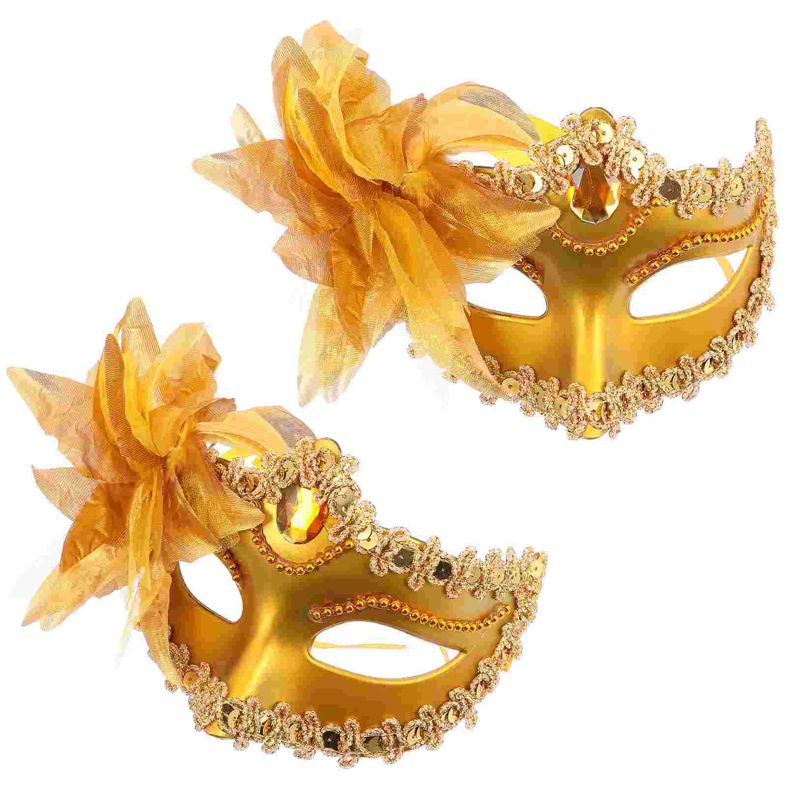 2 Pcs Lily Mask Flower Face Cosplay Decorative Half Princess Masquerade Plastic Cloth For Ball