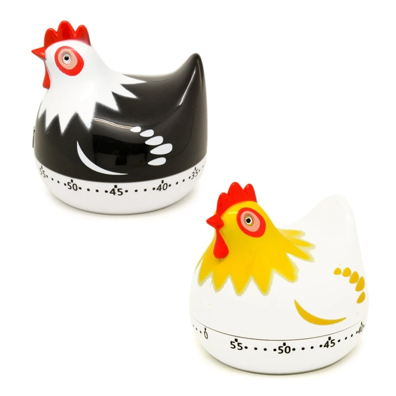 KX4B 55 Minutes Novelty Chicken Kitchen Timer Mechanical Rotating Alarm for Cooking Baking Countdown Clock