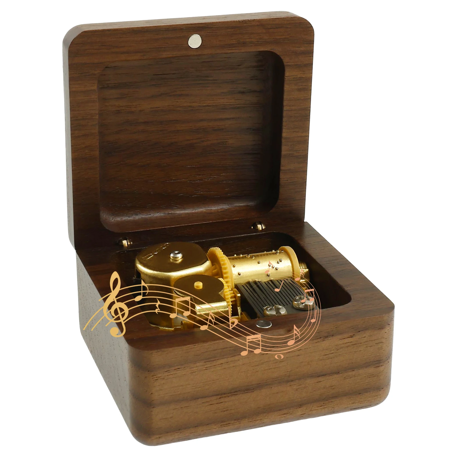 Wood Sound Box Walnut Wood Music Box Vintage Music Box Case Compact Wind up Musical Box Portable Musical Box for Friends