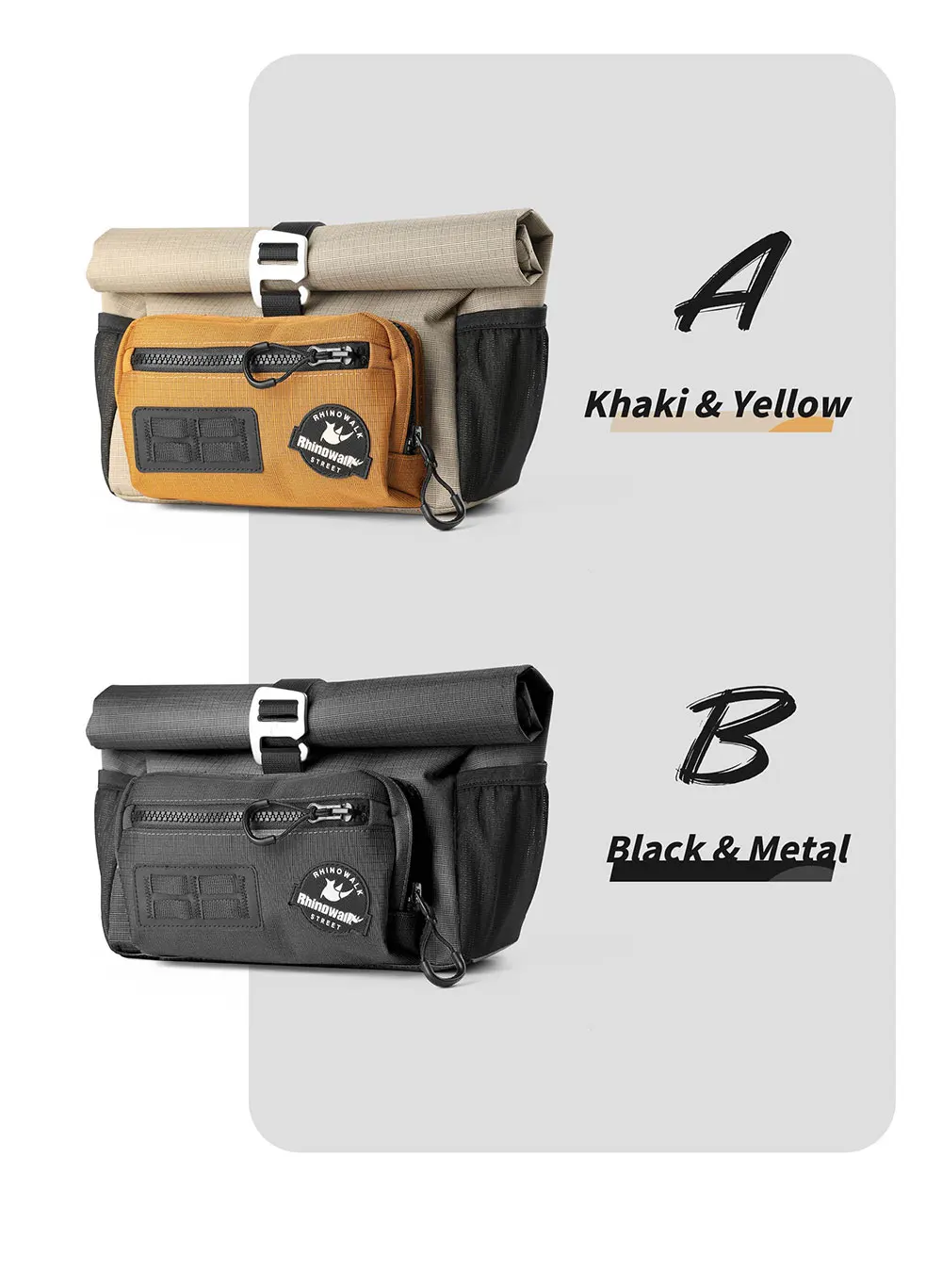 Rhinowalk Fahrrad-Lenkertasche, Schnellverschluss, mit Regenschutz, Schultergurt für Brompton Faltrad, Schultertasche, urbanes Radfahren – Detail 7