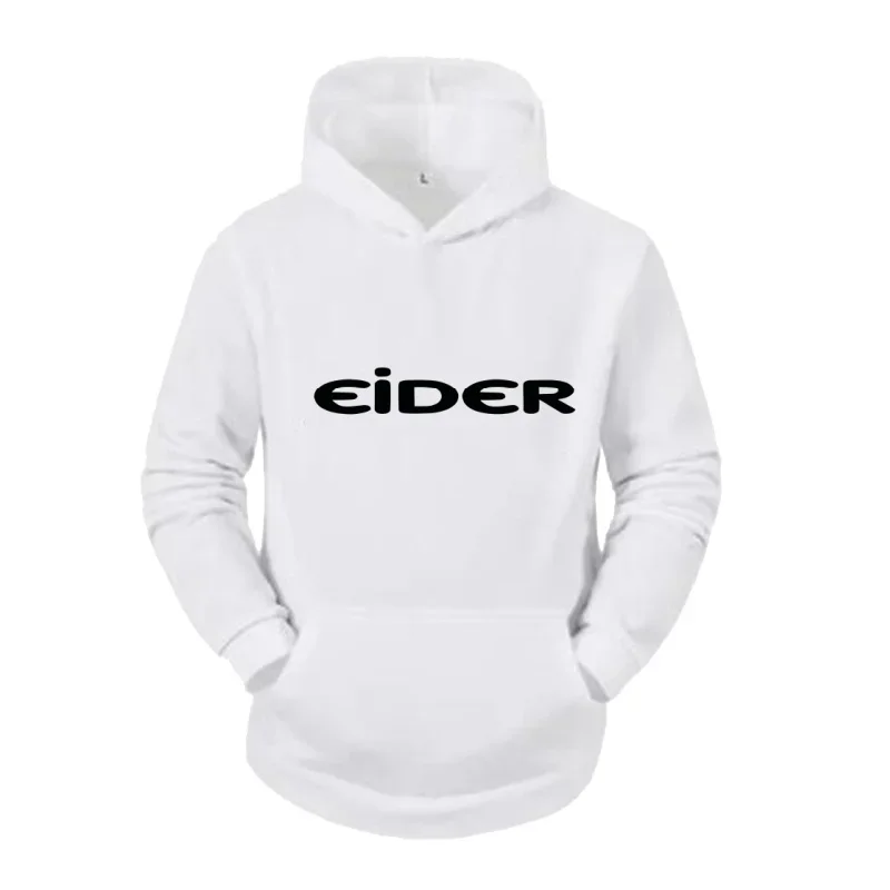 New Men's Autumn/Winter Casual Hoodie Simple and Fashionable EIDER Letter Printed Polyester Oversized Loose Street Fashion Coat