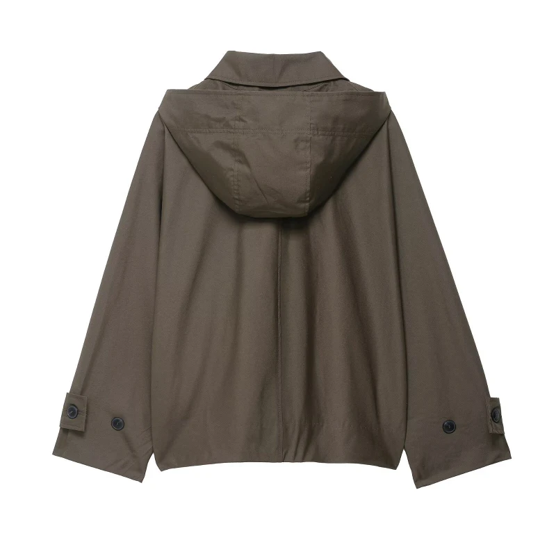 

Fashion Hooded Loose Long Sleeve Short Women's Windbreaker Coat
