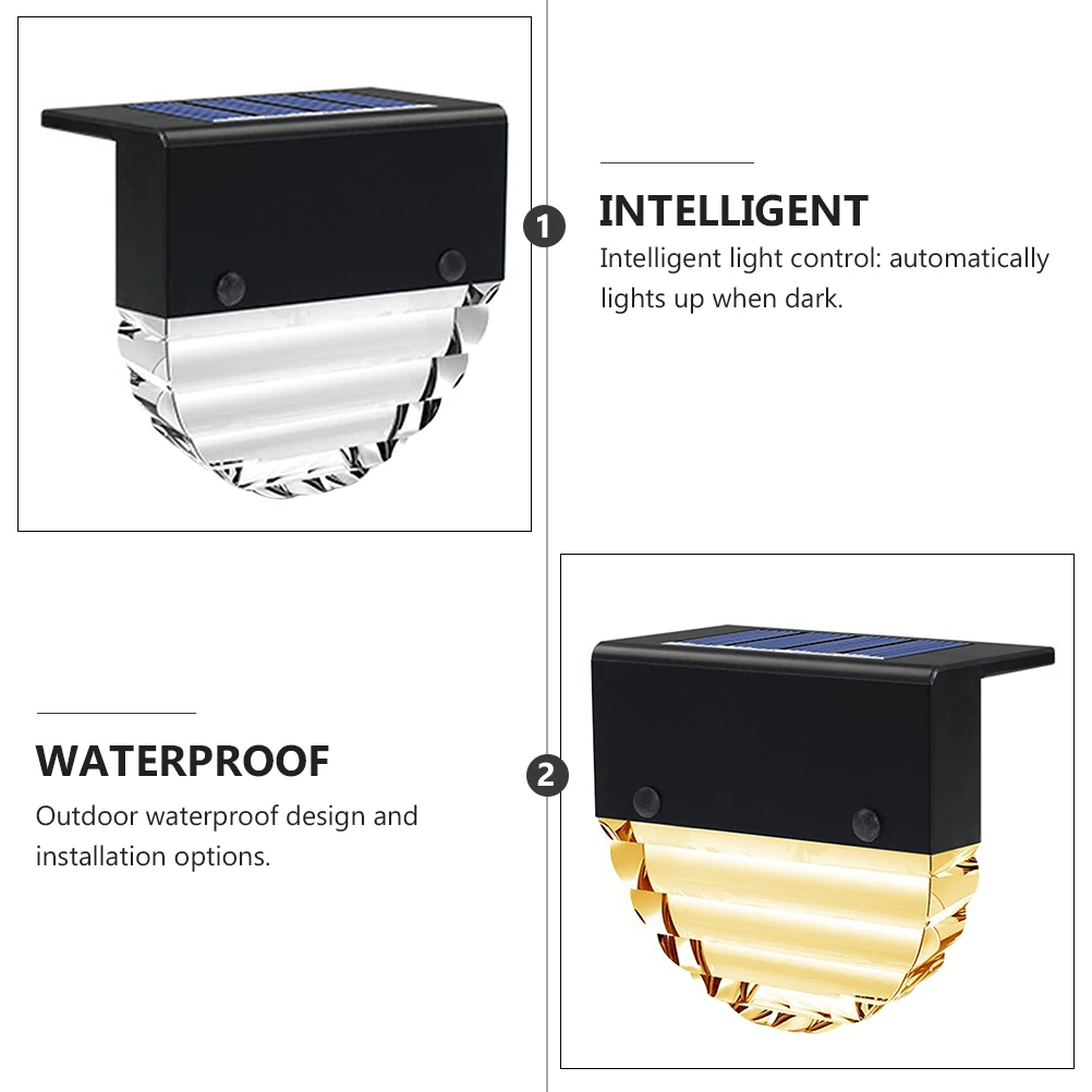 

Solar Stair Light Outdoor LED Waterproof Step Lamp for Stairs Fence Wall Black Solar Powered Garden Decor Energy Saving