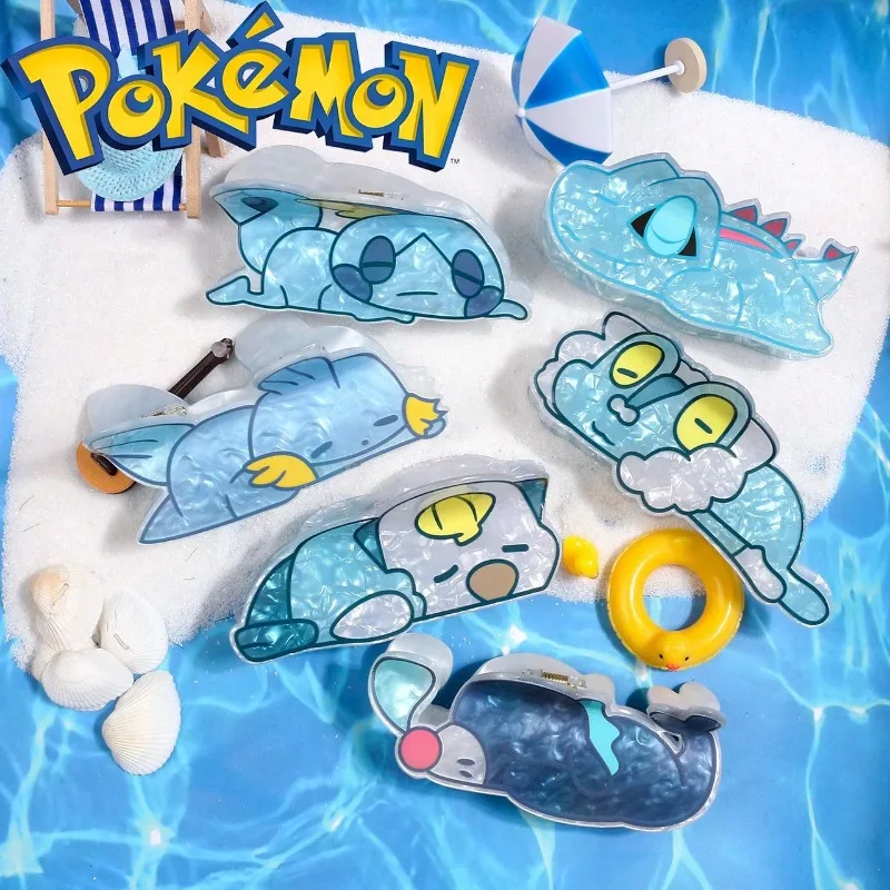 Pokémon verão garra grampos de cabelo antiderrapante apertos com acento de pele bonito garras de cabelo para praia/esportes anime kawaii acessórios de cabelo