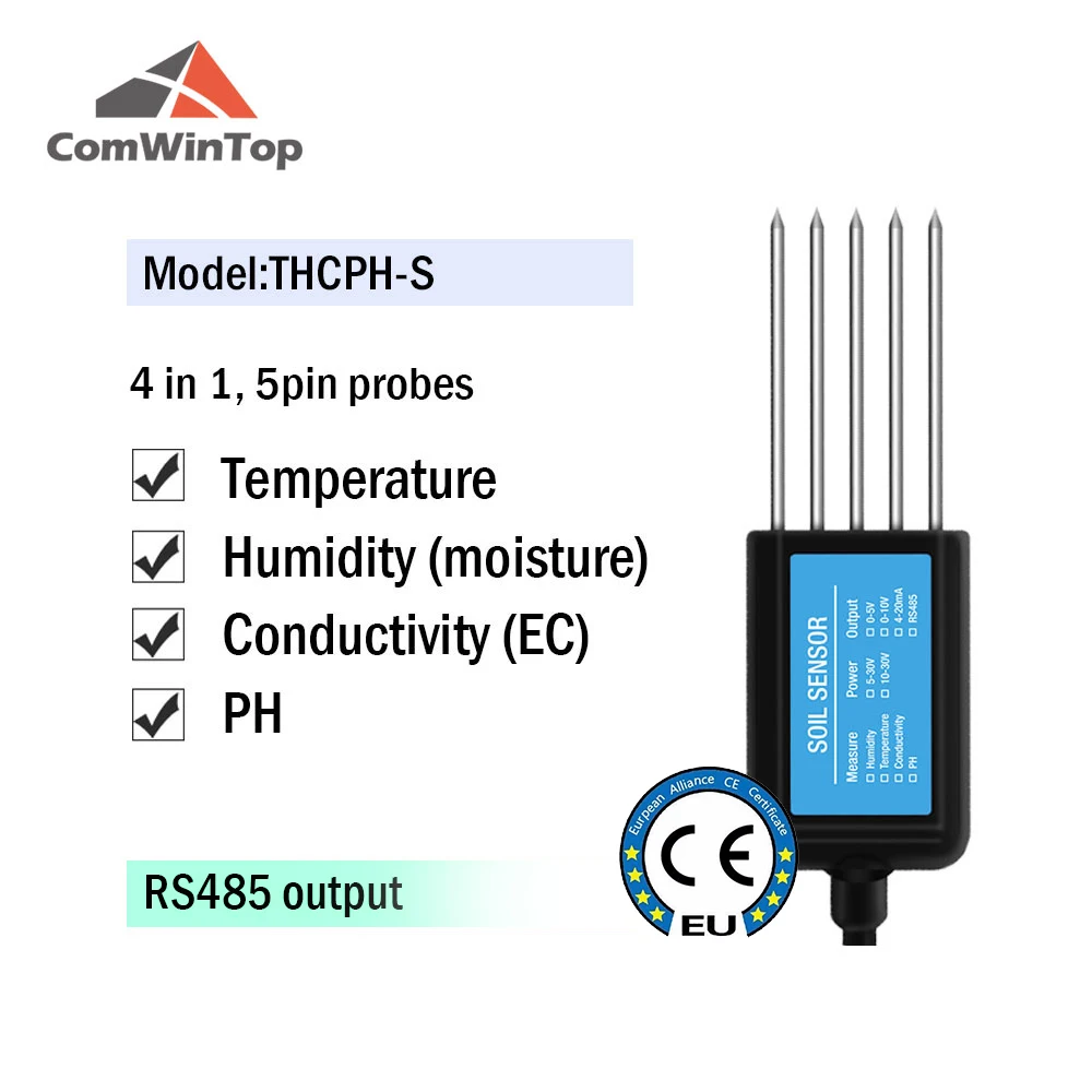 Bodenfeuchtigkeit Temperatur Luftfeuchtigkeit EC PH NPK Sensor mit Optionalem 4-20mA 0-5V RS485 Ausgang