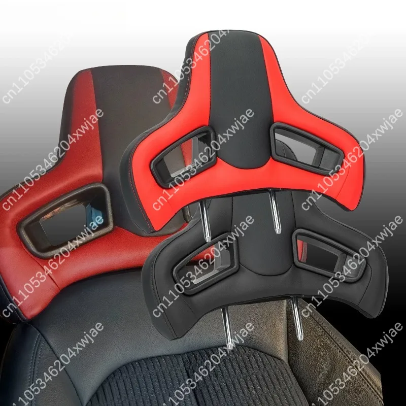 Premium PVC Plug-in Racing Seat Headrest Universal Fit Sport Car Bucket Seat Insert Head Cushion Auto Modification Accessory