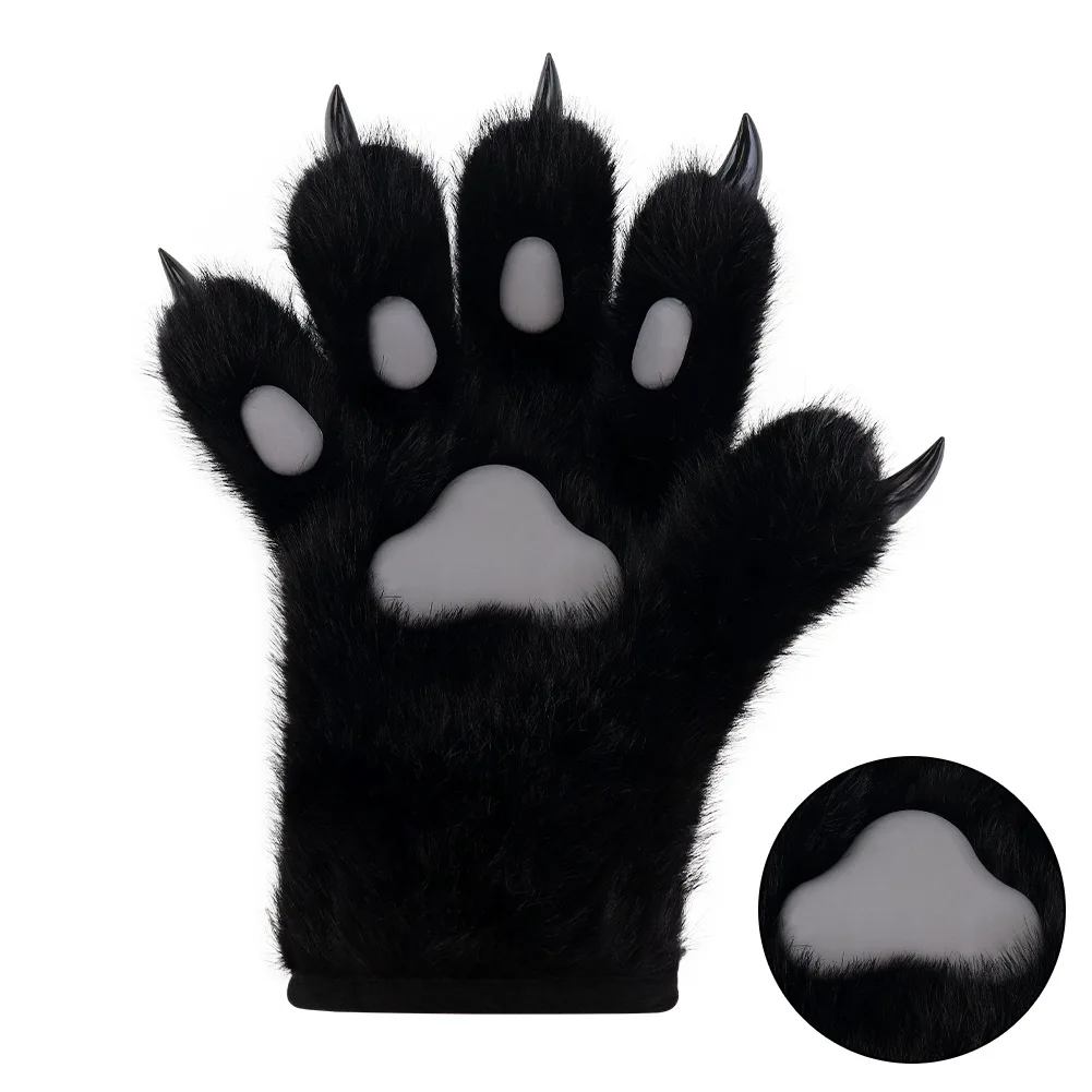 Simulation Animal Claws Plush Meat Pad Cat Palm Gloves Cosplay Comic Show Props Cat Claws Cartoon Handmade Cat Claws