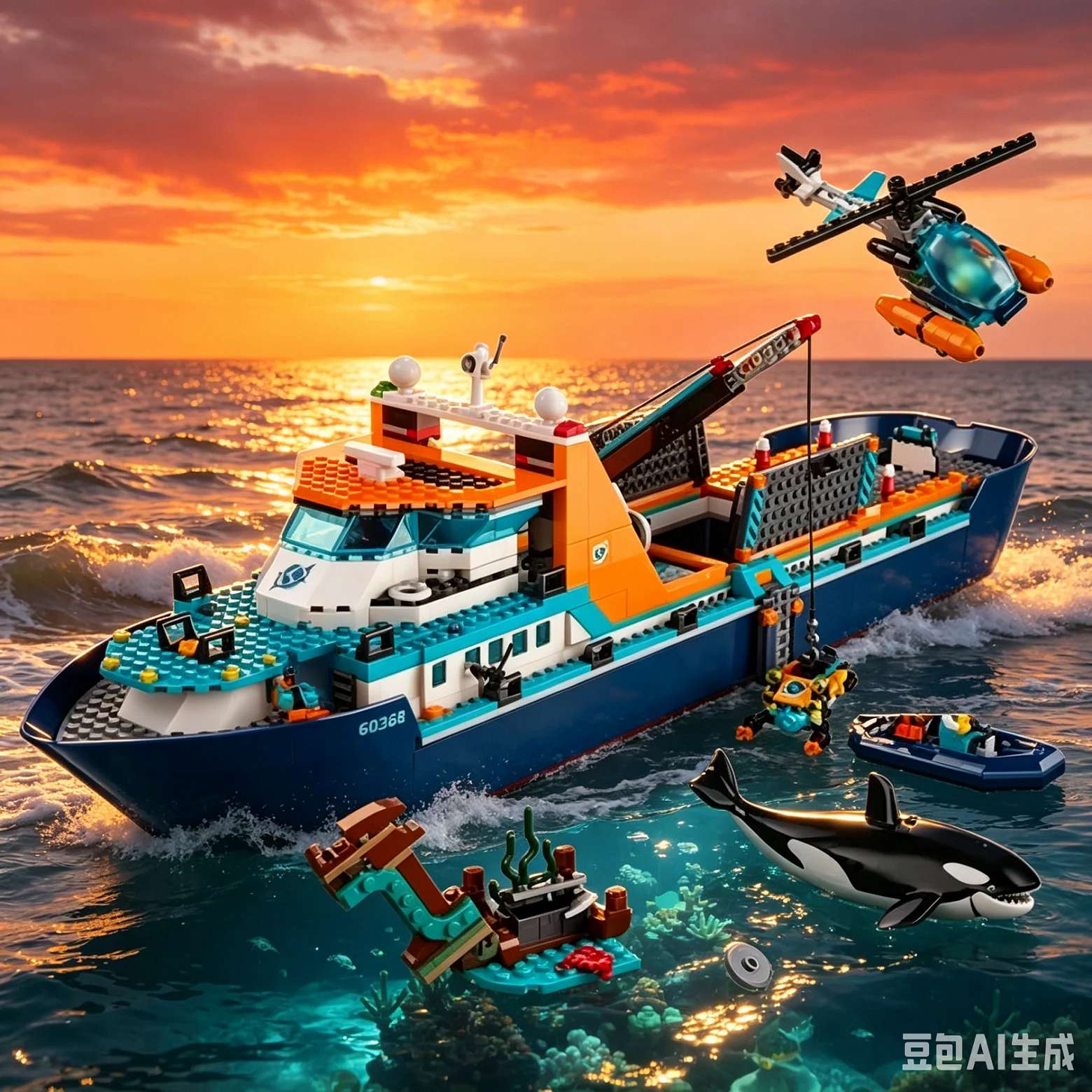 

815PCS City Series Arctic Research Ship Model Building Blocks 60368 Creative Assembly Bricks Decor Toys For Kids Christmas Gifts