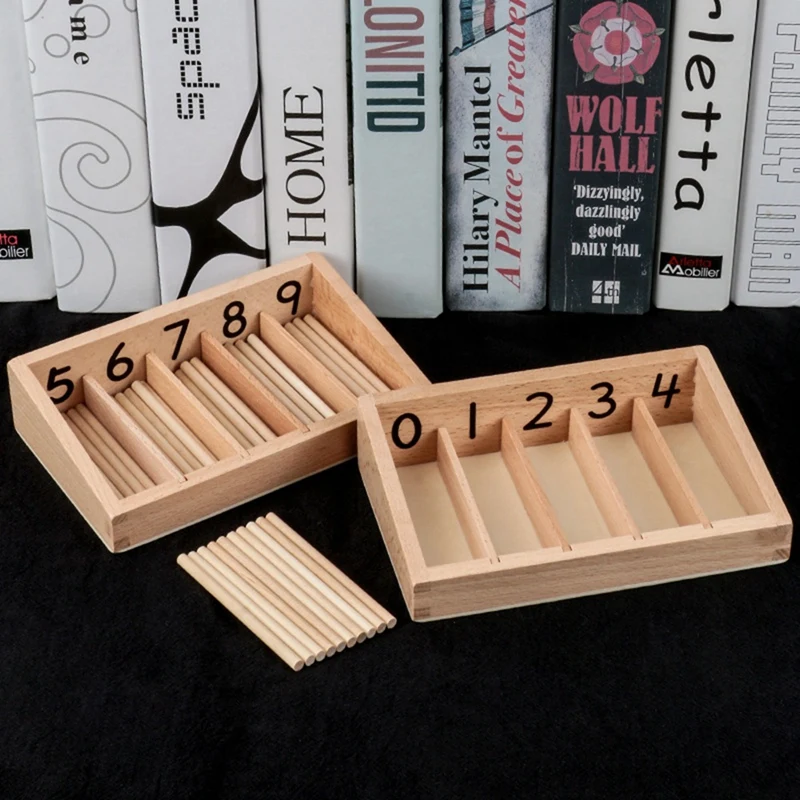 Montessor Montelon Math Toys Set Materials Educational Wooden Spindle Box Early Learning Training Toy Set