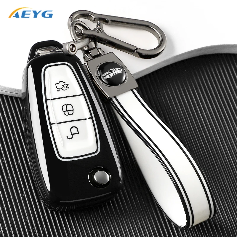 

Fashion TPU Car Remote Key Case Cover Shell Fob For Ford Ranger Transit Tourneo Custom Focus C-Max S-Max Galaxy Mondeo 3 Buttons
